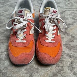 New Balance 574 Vibrant Orange and Red Sneakers